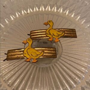 Vintage Yellow Duck Hair Clips